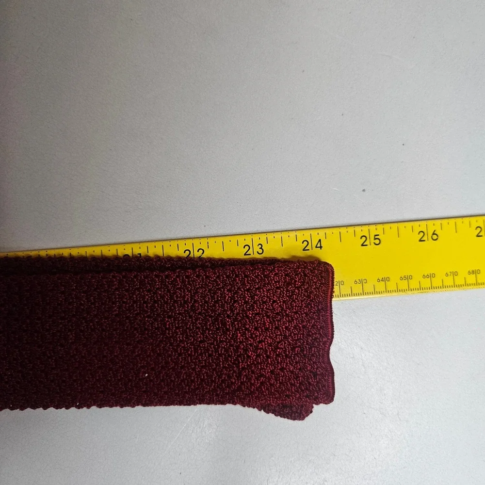 Vintage Harpur Detroit Burgundy Knit Tie Square End Maroon Crochet‎ Necktie